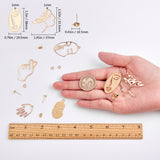 DIY Human Body Theme Earring Making Kits, with Brass Pendants & Ear Nuts, Brass & Iron Stud Earring Findings, Mixed Shape, Real 18K Gold Plated, 28.5x21x1.5mm, Hole: 1mm