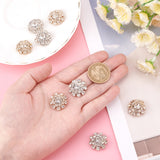 8Pcs 2 Colors Brass Shank Buttons, with Rhinestone, 1-Hole, Flower, Crystal, 22x22x9mm, Hole: 1.2mm, 4pcs/color