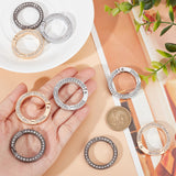 12Pcs 3 Colors Zinc Alloy Crystal Rhinestone Spring Gate Rings, Mixed Color, 35x5mm, 4pcs/color