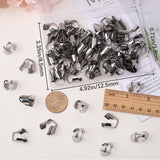 80Pcs 304 Stainless Steel Cord Ends, End Caps, Column, Stainless Steel Color, 15x11.5x16mm, Hole: 10x10mm