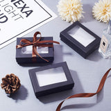 Rectangle Valentines Day Presents Packages Cardboard Jewelry Set Boxes, for Necklaces, Earrings and Rings, Black, 9x6.5x2.8cm