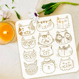 PET Hollow Out Drawing Painting Stencils, for DIY Scrapbook, Photo Album, Cat Shape, 30x30cm