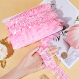 Polyester Ruffled Trimming, for Doll Clothes, Lolita Costume Accessories, Pink, 40x1mm, 20m/card