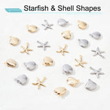40Pcs 4 Style 304 Stainless Steel Pendants, Starfish & Shell Shapes, Mixed Color, 10pcs/style