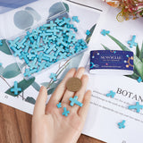 90Pcs 3 Styles Synthetic Turquoise Beads, Dyed, Cross, Deep Sky Blue, 10~20x8~15x3.5~4mm, Hole: 1mm, 30pcs/style