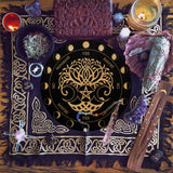 1Pc Natural Rose Quartz Dowsing Pendulum Pendant, with 1Pc Wood Custom Pendulum Board, for Witchcraft Wiccan Altar Supplies, Tree of Life Pattern, Pendant: 29~29.7cm, Board: 20x0.4cm