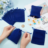 20Pcs Rectangle Velvet Drawstring Pouches, Candy Gift Bags Christmas Party Wedding Favors Bags, Dark Blue, 12x10cm