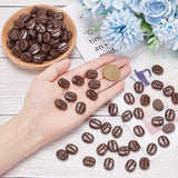 120Pcs Opaque Resin Decoden Cabochons, Imitation Food, Coffee Bean, Coconut Brown, 17x13.5x6mm