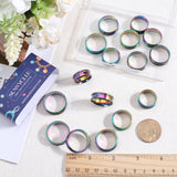 18Pcs 6 Size 304 Stainless Steel Grooved Finger Ring Settings, Ring Core Blank, for Inlay Ring Jewelry Making, Rainbow Color, US Size 6 1/2~13(16.9~22.2mm), 3Pcs/size