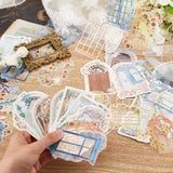 4 Bags 4 Styles PET Transparent Flower Window Decorative Stickers, Self-Adhesive Waterproof Decals for DIY Scrapbooking, Photo Album, Mixed Color, 71~99x61~78x0.1mm, 10pcs/bag, 1 bag/style