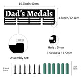 Word Dad's Medals Fashion Iron Medal Hanger Holder Display Wall Rack, with Screws, Electrophoresis Black, 121x400mm