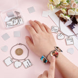 4 Sets Sublimation Blank Bracelet Making, with Pendants, Iron Rolo Chain, Lobster Claw Clasp and Zinc Alloy Cabochons, Square & Heart, Platinum, 8-1/8 inch(20.5cm)