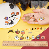 Halloween Day Earring Making Kit, Including Glass Pumpkin & Round Beads, Star & Hat & Castle & Ghost Alloy Enamel Pendants, Brass Earring Hooks, Alloy Bowknot Links Connectors, Mixed Color, 140Pcs/box