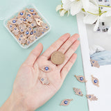 60Pcs 2 Style Light Gold Plated Alloy Links Connectors, with Crystal Rhinestone and Enamel, Hamsa Hand & Horse with Evil Eye, Blue, 24~27x12.5~14.5x2~3mm, Hole: 1.4~1.5mm
