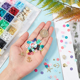 DIY Jewelry Kits, with Handmade Polymer Clay Bead Strands, Alloy Pendants and Cowrie Shell Beads, Mixed Color, 218x11x30mm