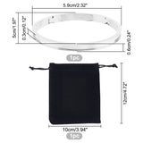 1Pc Stainless Steel Grooved Bangles, DIY Leather Inlay Bangles, with 1Pc Velvet Pouches, Stainless Steel Color, Inner Diameter: 2-3/8x2 inch(5.9x5cm)