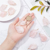 10Pcs Natural Rose Quartz Pendants, with Real 18K Gold Plated Eco-Friendly Copper Wire Wrapped, Nuggets, 43~53x29~30x15~28mm, Hole: 4~5.5mm