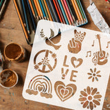 PET Hollow Out Drawing Painting Stencils, for DIY Scrapbook, Photo Album, Mixed Shapes, 30x30cm