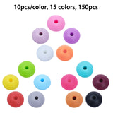 150Pcs 15 Style Food Grade Eco-Friendly Silicone Abacus Beads, Chewing Beads For Teethers, DIY Nursing Necklaces Making, Mixed Color, 11.5~12x6.5mm, Hole: 2mm, 10pcs/style