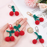 6Pcs 3 Colors Cherry Wool Knitting Pendant Decorations, for Keychain Earphone Bag Gift Pendant Decoration, Mixed Color, 88mm, 2pcs/color