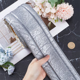 Self-Adhesive XPE Grain Contact Paper, Wall Stickers, for Shelf Liner Dresser Drawer Locker, Silver, 80x6mm, about 2.25m/pc