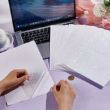 60 Sheets 6 Styles BOPP Plastic Transparent Holographic Lamination Sheets, Self Adhesive Photo Protective Transparency Film, Rectangle, Mixed Patterns, 297x212x0.2mm, 10 sheets/style