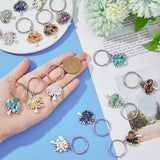 20Pcs 10 Colors Gemstone Chip & Alloy Tree of Life Pendant Keychain, with 304 Stainless Steel Split Key Rings, 5.4cm, 2pcs/color