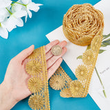 5 Yards Polyester Lace Trim, Embroidery Ancient Hanfu Lace Ribbon, Flower, Yellow, 1-1/8~2 inch(28~50mm)