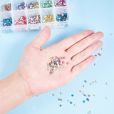 Glass Flat Back Rhinestone, Grade A, Back Plated, Faceted, AB Color, Half Round, Mixed Color, 13.5x7x3cm, 100pcs/color, 1000pcs/box