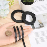 3Pcs Flat Leather Jewelry Cord, Jewelry DIY Making Material, Black, 6x2mm, about 80cm/pc