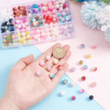 195pcs 15 Colors Imitation Pearl Acrylic Beads, Berry Beads, Combined Beads, Rainbow Gradient Mermaid Pearl Beads, Round, Mixed Color, 10mm, Hole: 1mm, 13pcs/color