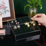 70-Hole Transparent Acrylic Slant Earring Display Stands, Earring Studs Organizer Holder, Square, WhiteSmoke, Fit for 35 Pairs Earring Studs, 16x16x5.8cm, Hole: 1mm