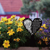 Acrylic Garden Stake, Ground Insert Decor, for Yard, Lawn, Garden Decoration, Heart with Memorial Words, Wing Pattern, 258x158mm