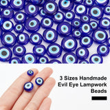 3Strands 3 Style Handmade Evil Eye Lampwork Beads Strands, Flat Round, Blue, 1strand/style