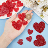 4 Styles Heart Hotfix Rhinestone Appliques, Resin Rhinestone, Indian Red, 24~52x25~53x2~2.5mm, 28pcs/box