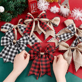 8Pcs 8 Styles Tartan Pattern Polyester Bowknot Display Decoration, for Christmas, Mixed Color, 185x225x14mm, 1pc/style