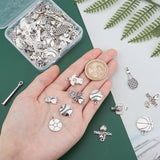 96Pcs 12 Style Tibetan Style Alloy Pendants, Ball Games Theme, Antique Silver, 16~29x9~20.7x1~5mm, Hole: 1.5~2mm, 8pcs/style