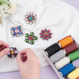 5Pcs 5 Style Glass Rhinestone Beading Flower Applqiues, Sew on Felt Patches, Costume Ornament Accessories, Mixed Color, 41~49x39~50x8~11mm, 1pc/style