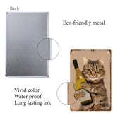 Tinplate Sign Poster, Vertical, for Home Wall Decoration, Rectangle, Cat Pattern, 200x300x0.5mm