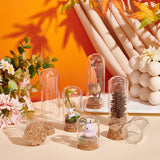 8 Sets 4 Style Glass Dome Cloche Cover, Bell Jar, with Cork Base, For Doll House Container, Dried Flower Display Decoration, Clear, 7.6~8.8x3cm, Capacity: 17~40ml(0.57~1.35fl. oz), 2 sets/style