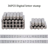 Iron Metal Stamps Set, for Imprinting Metal, Plastic, Wood, Leather, Including Number 0~9 & Alphabet A~Z and Ampersand, Platinum, 64.5x10.5x10.5mm, 2box/set