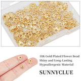 80Pcs 10 Style Rack Plating Alloy Flower Bead Caps, Lead Free & Cadmium Free, Long-Lasting Plated, Golden, 7x7.5x3mm, Hole: 1.4mm