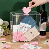 Rectangle Acrylic Wedding Card Box, Wedding Cards Holder Case, with 100Pcs Heart Paper Cards for Reception, Wedding Money Box, Clear, 13x24x24.1cm, 1pc