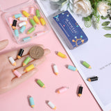 36Pcs 6 Colors Opaque Resin Pendants, Pencil Charms with Platinum Tone Iron Loops, Mixed Color, 23x7.5mm, Hole: 2mm, 6pcs/color
