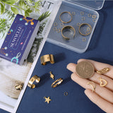 DIY Charm Cuff Ring Making Kit, Including 304 Stainless Steel Loop Ring Bases & Jump Rings & Pendants, Sun & Star & Moon & Wing & Leaf, Golden, 36Pcs/box