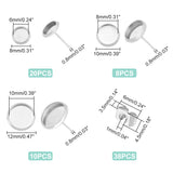 304 Stainless Steel Stud Earring Settings, Tray: 8mm, 10mm, Pin: 0.6mm, Stainless Steel Color, 76pcs/box