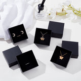 Cardboard Jewelry Boxes, with Black Sponge, for Jewelry Gift Packaging, Square, Black, 7.5x7.5x3.5cm