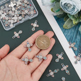 40Pcs Alloy Pendants, with Crystal Rhinestone and Colorful Enamel, Cross with Evil Eye, Platinum, 21x15x2mm, Hole: 1.8mm