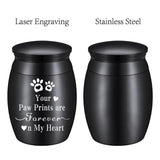 Alloy Cremation Urn Kit, with Disposable Flatware Spoons, Silver Polishing Cloth, Velvet Packing Pouches, Paw Print, 40.5x30mm, 1pc