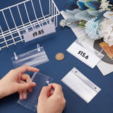 Rectangle PVC Price Tag Sign Label Holder, with 2 Hanging Clip, Retail Supplies, Clear, 5.7x10.2x0.3cm